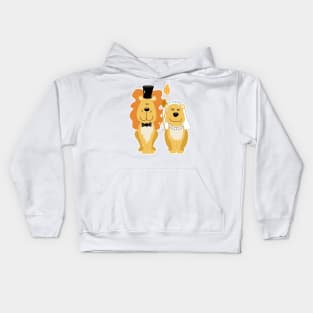 Lion and Lionness Wedding Couple Bride and Groom Kids Hoodie